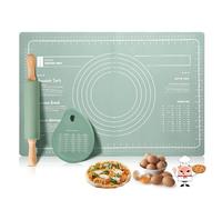Set NIXRET mattarello e tappetino da forno in silicone, rullo per impasti in silicone liscio e antiaderente, mattarelli con manico in legno per cuocere pizza, dolci, pasta, tovaglietta, tappetino mul