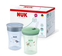 Set NUK First Choice per imparare a bere | Tazza magica e tazza con cannuccia | 230 ml | Biberon per bambini piccoli | Balena blu e tartaruga verde | 2 pezzi
