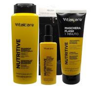 SET NUTRITIVE: Shampoo Nutriente e Ristrutturante 500ml + Maschera Flash 1 Minuto, Trattamento Intensivo 190ml + Spray Illumina & Nutre 125ml + Fascia Per Capelli (Colori Assortiti)