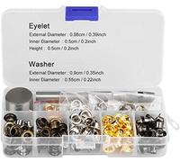 Set Occhielli 5mm 220 Pezzi 4 Colori con 3 Strumenti Installazione, Occhielli e Rondelle per Cintura Pelle Tendaggi e Decorazioni Artigianali, Kit Riparazione Materiali con Panno per Pulizia