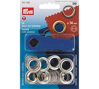 Set Occhielli Comrondelle Prym + Attrezzo Metro 14 Mm, Colore Argento