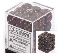 Chessex 25828 Dice-Opaque: 36D6 Black/Gold Set, Multicolor