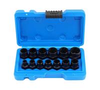 Set of 13 twisted sockets - Extractor for damaged 9.5 mm bolts - for removing locking wheel nuts