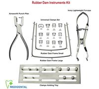 Set Of 17 - Endodonzia Strumenti Pinze per diga de gomma , clamps & frames Nuovo