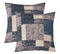 Set of 2 Copricuscini Geometrics Buffalo Check Blue Grey Brown Geometric Resistenti Copricuscini Morbida Federe Copricuscini per Camera Cuscini