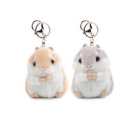 Set of 2 Cute Hamster Plush Keychain Stuffed Animals Keyring Charm Handbag Pendant