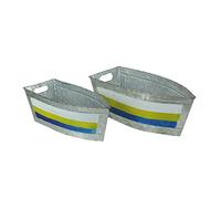 Set of 2 Galvanized Metal Boat Planters - Stylish Flower Tubs for Indoor and Outdoor Greenery - Seafaring Charm - Nautical Decor for Your Home and Garden