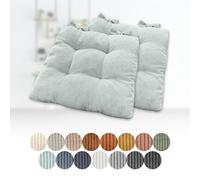 Set of 2 Mint Green Square Corduroy Seat Cushions 75 x 75 x 8 cm with Ties Cozy Chair Cushions for Garden Kitchen Dining Room Comfortable And Stylish Decor