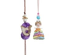 Set of 2 Rakhi for Brother Rakhi Thread for Bhai Bhabhi Bhaiya Bhabhi and Bhatiji veera Raksha Bandhan Rakhi gift Pack Set Dora Bracelet Kalwa for Brother Sister Indian Traditional Festival Rakhi