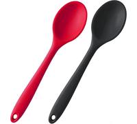 Set Of 2 Silicone Nonstick Stirring Spoons Heat Resistant Cooking Spoons Compatible with Stirring Mixed Red And Black