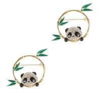 Set of 2 Spilla Da Bavero Pin Estetico Distintivo Del Panda Con Strass