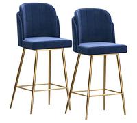 Set of 2 Velvet Counter Height Bar Stools with Backrest and Footrest Modern Bar Chairs for Kitchen and Living Room Pink with Gold Legs