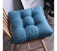 Set of 2 Washable Blue Chair Cushions with Ties Square Seat Cushions for Indoor & Outdoor Use Home Office Kitchen Dining Room 40 x 40 cm
