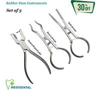 Set Of 3 Endodonzia Strumenti Pinze per diga de gomma Dentale Restorative Nuovo