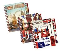 Set of 3 London Souvenir Notebooks & Pen - Union Jack Notepad - British Gift - Famous London Landmark Notebook With Matching Pen - England Souvenirs - UJ Pen Notepad