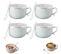 Set of 4 Large 25-Oz Mug Meals with Secure, Leak-Proof Lids, Perfect for Enjoying Hot Coffee, Hearty Soups, and Savory Stews, Ideal for Family and Friends (Blue-4Pcs)