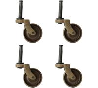 Set of 4 Solid Brass Swivel Caster Heavy Duty Safe for All Floors Perfect Replacement for Floor Mat Polished Brass Finish Whee