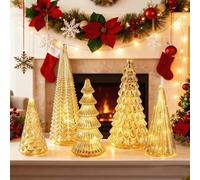 set of 5 illuminated mercurys acrylic trees, 2026 New Upgrade Lighted mercury1 Acrylic Christmas Trees With Led, Christmas1 Decorations Tree Figurine Ornament For Centerpiece Tabletop