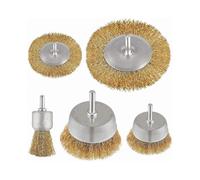 Set of 5 wire brushes for drill, circular grinder for the removal of rust/corrosion/paint