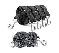 Set Of 6 Bungee Cords with Hooks, 4 Extra Long Elastic Straps And 2 Blue Elastic Cords Of 2m