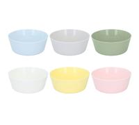 Set of 6 Plastic Cereal Bowls Coloured Stackable Breakfast Oatmeal Muesli Colour