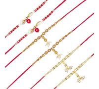 Set of 6 Rakhi for Brother Rakhi Thread for Bhai Bhabhi Bhaiya and Bhatiji veera Raksha Bandhan Rakhi Set Dora Bracelet Kalwa with gift Pack for Brother Sister Indian Traditional Festival (Design 7)