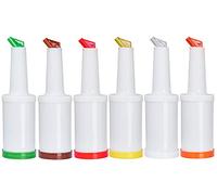(set of 6) Store N pour 1 qt. bar, contenitore con beccuccio e tappo, (6 colori - rosso, bianco, giallo, verde, arancione, marrone) 907,2 gram flow-n-stow Fruit Juice & Liquor bar pour bottiglia