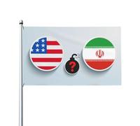 Set Of Badges With Usa And Iran Vector Flag Con 2 Occhielli Bandiere Robuste Bandiera Per Feste Esterno Interno Giardino 90X150Cm