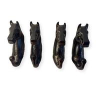 Set of Four Wall-Mounted Cast Iron Horse Head Hooks