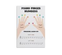 Set of Piano Learning Posters, Finger Numbers & Notes Chart Collection, Music Theory Wall Art Set(Framed,12x18inch(30x45cm))