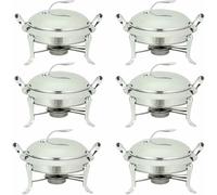 Set of Round Stainless Steel Stoves of 3 L, for Buffet, with Pans, Lids And Comombustible Racks, for Caterer, Party, Wedding, Dinner, Stove At ~/ (Silver 4 Pack)