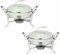 Set of Round Stainless Steel Stoves of 3 L, for Buffet, with Pans, Lids And Comombustible Racks, for Caterer, Party, Wedding, Dinner, Stove At ~/ (Silver 6 Pack)