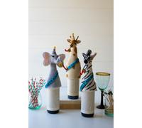 SET OF THREE FELT PARTY ANIMAL BOTTLE TOPPERS - ONE EACH DESIGN