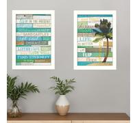 Set Of Two Live in the Present White Framed Print Wall Art