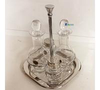 SET OLIERA SET MENAGE 4 PZ CON SUPPORTO IN ACCIAIO AMPOLLE IN VETRO PRANDELLI