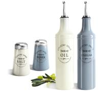 Set olio aceto vetro con versatore 4 pezzi bottiglie condimento cucina dispenser