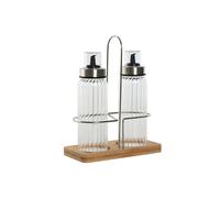 Set olio e aceto Home ESPRIT Trasparente Naturale Bambù Cristallo 18,5 x 9,3