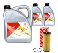 Set Olio Motore Febi SAE 5W-40 7 l + Filtro Olio 22536 per VW Passat 2.5 TDI 3B5