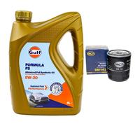 Set Olio Motore Gulf Formula FS 5W-30 4 L + Filtro Olio per Ford Transit 2.3