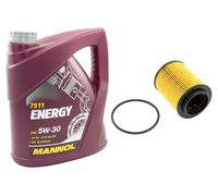 Set Olio Motore Insieme Filtro Olio SCT + Mannol 5W30 4 L Per Opel Astra