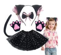 Set Orecchie E Coda Di Gatto, Costume Di Gatto Bambino Bianco Nero, Costume Animale Per Le Rappresentazioni Sulla Scena Cosplay Pasqua Cosplay Compleanno