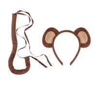 Set Orecchie E Coda Di Scimmia A Gambo Lungo Simulato - Adorabile Copricapo Per Bambini | Accessorio Costume Recita Scolastica | Feste A Tema Compleanno Natale Halloween Travestimento Gioco Di Ruolo A