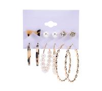 Set orecchini a per cerchio intrecciati strass perle animalier acetato da don