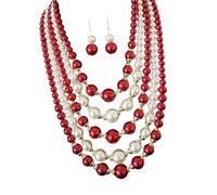 Set orecchini combinati con collana perle finte impilate, design elegante per matrimoni, abbigliamento quotidiano e occasioni speciali, set gioielli leggeri per donne, eventi formali eleganti
