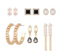 Set Orecchini Donna Oro in Acciaio Chirurgico Con Strass, Cerchio Ipoallergenici, Gioielli Piercing per Regalo Compleanno (24005-1)