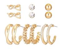 Set Orecchini Donna Oro in Acciaio Chirurgico Con Strass, Cerchio Ipoallergenici, Gioielli Piercing per Regalo Compleanno (24006)