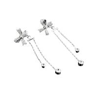Set Orecchini Fiocco Stile Bosco con Zirconi Incastonati, Design con Spina Forante e Clip Spirale Senza Foro Adatto per Cartilagine Sopracciglia e Labbra(Gold,Unpierced ears)