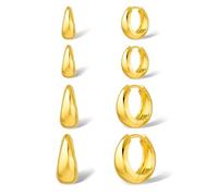 Set Orecchini Oro Donna Cerchio, Gioielli Orecchini Cerchio Donna, Orecchetti in Oro Grosso (4 paia)