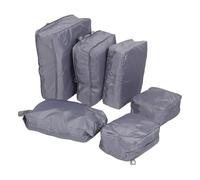 Set Organizer Valigia da Viaggio, Sei Pezzi, Tessuto Memoria Grigio | Cubi Compressi Doppia Cerniera, Borsa Scarpe, Sacchetto Toilette, Sacco Biancheria
