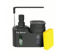 Set organizzatore 4 in 1 per lavello da cucina: dispenser per sapone liquido per le mani e per i piatti con portaspugna e portastracci, accessori pratici per la cucina nero,Bianco,Il secondo nero,Il t